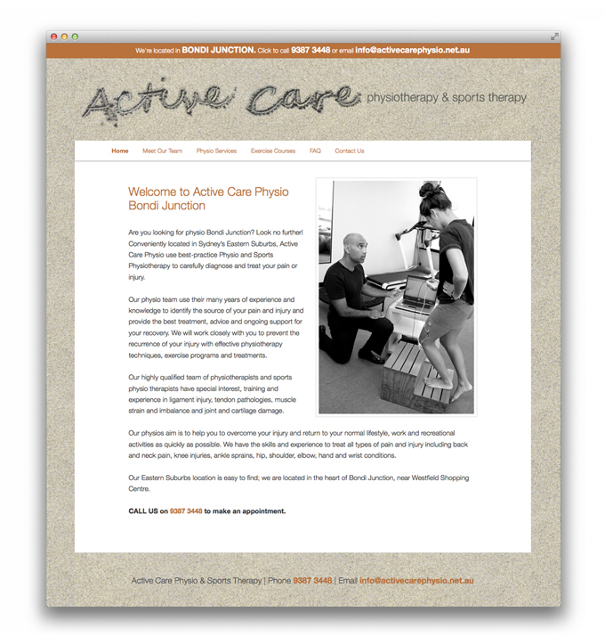 Active Care Physiotherapy website