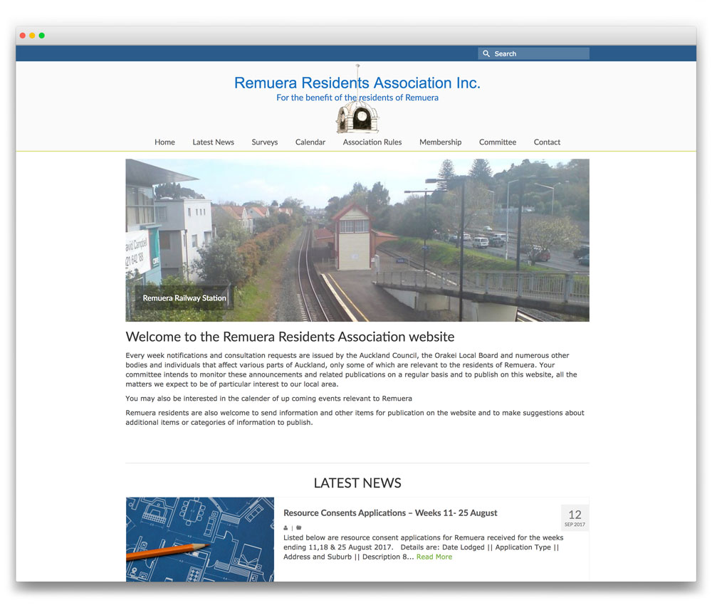 Remuera Residents Association - Responsive WordPress website